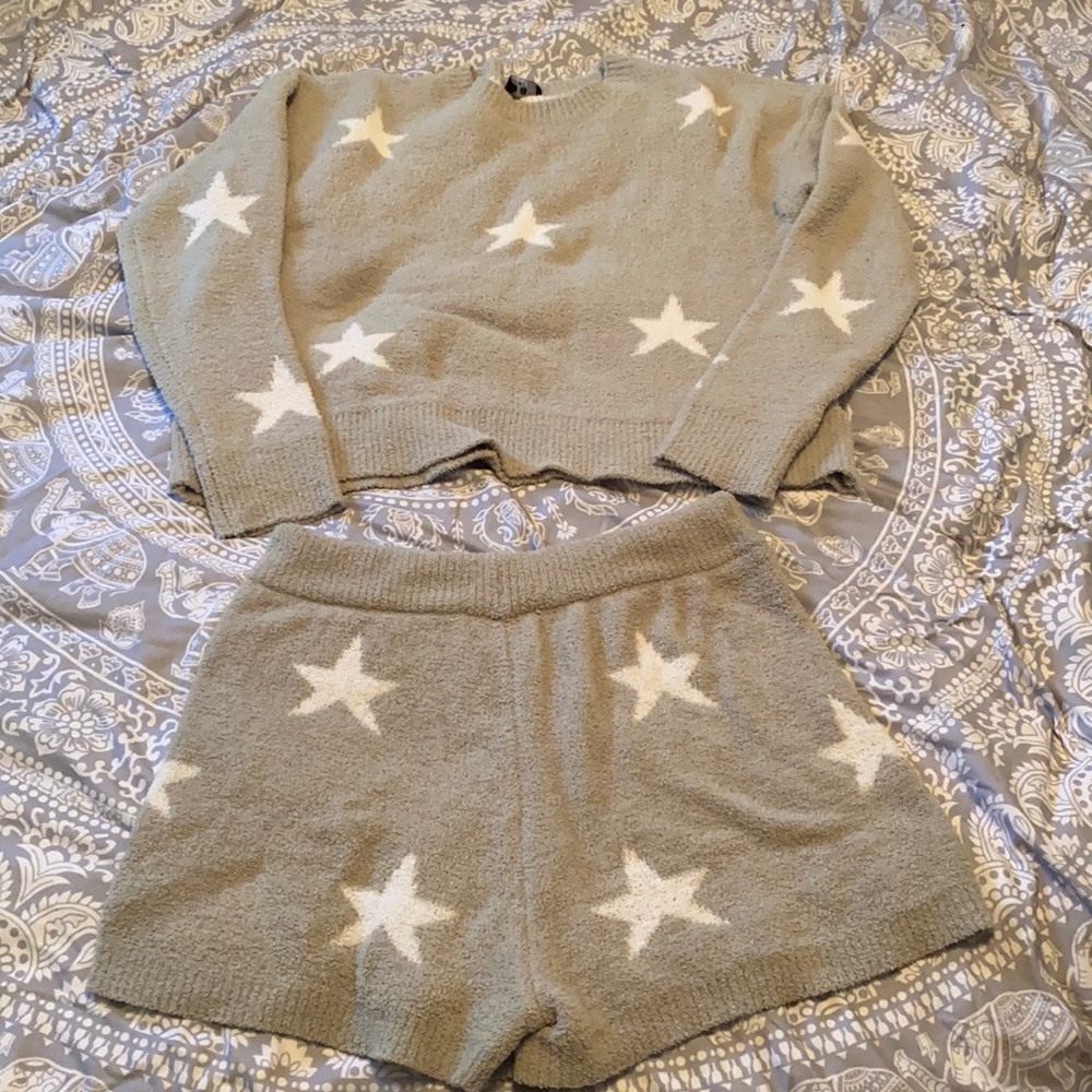 Soft Pajama Crop Sweater and Shorts Set